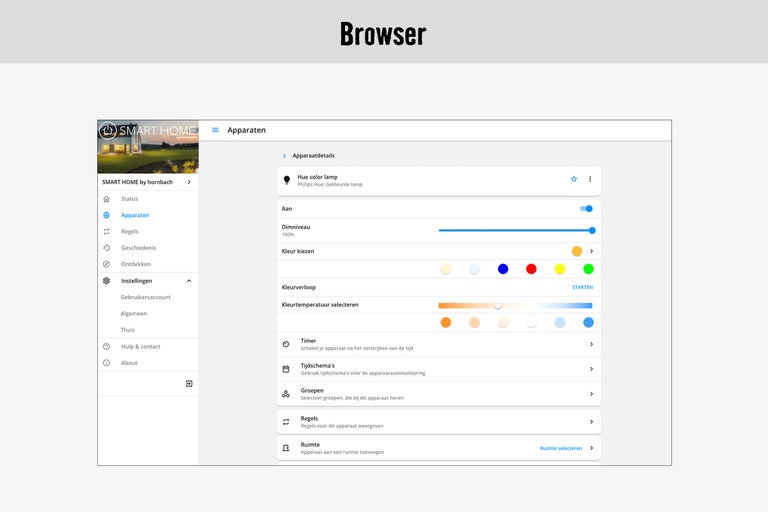 Smart Home App voor het bedienen van Hue lampen