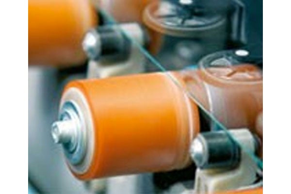 Gedetailleerde opname van rollen van een machine