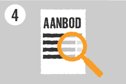 Symbool aanbiedingsdocument met vergrootglas