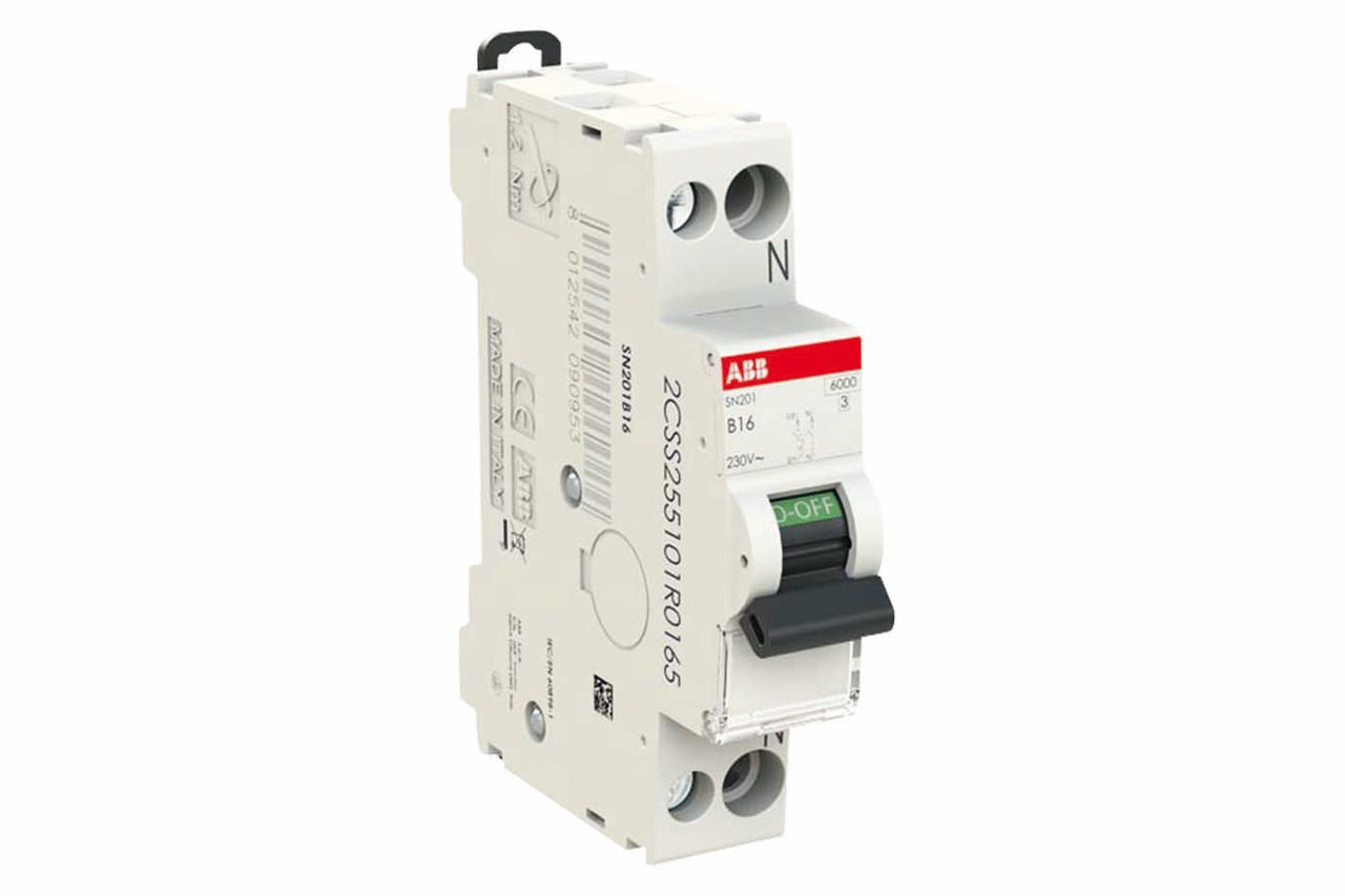 ABB installatieautomaat SN201 B16 eenpolig met nulgeleider 230 Volt