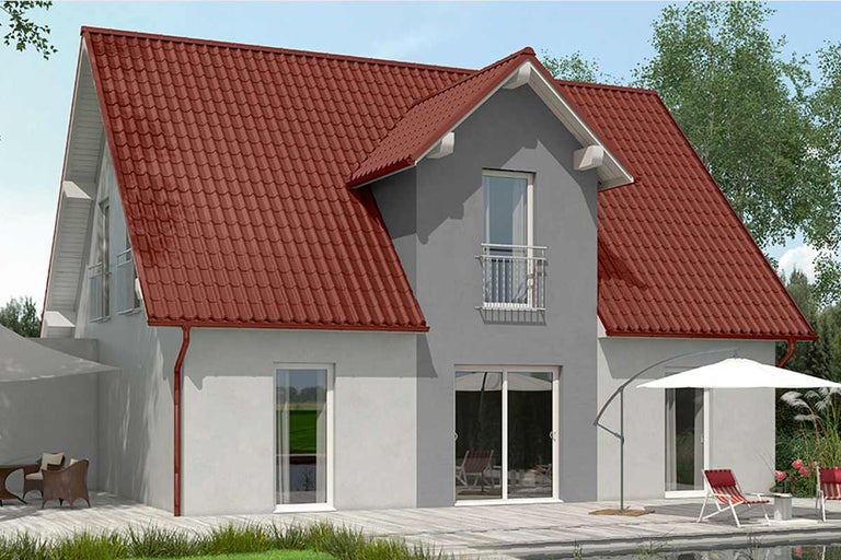 Huis met dakpannen en terras