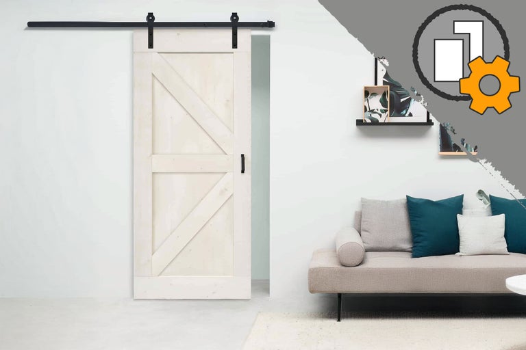 Houten schuifdeur in schuurstijl met beslag