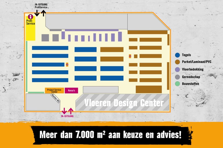 Overzichtskaart van het Tegel Design Center bij Hornbach