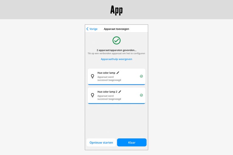 App-weergave voor het toevoegen van apparaten