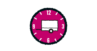 Symbool: Tijdsperiode met aanhanger.