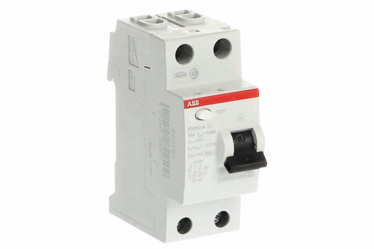ABB aardlekschakelaar tweepolig 40 ampère 0,03 ampère nominale foutstroom voor DIN rail