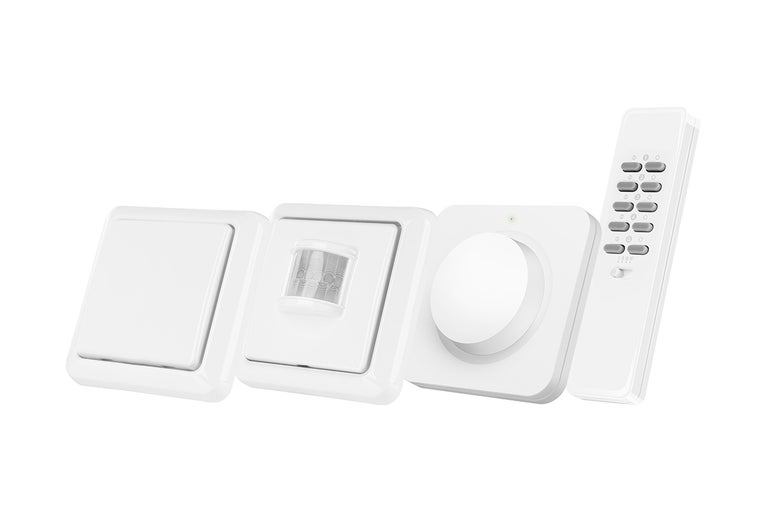 Lichtbesturingssysteem met schakelaar, bewegingsmelder, dimmer en afstandsbediening