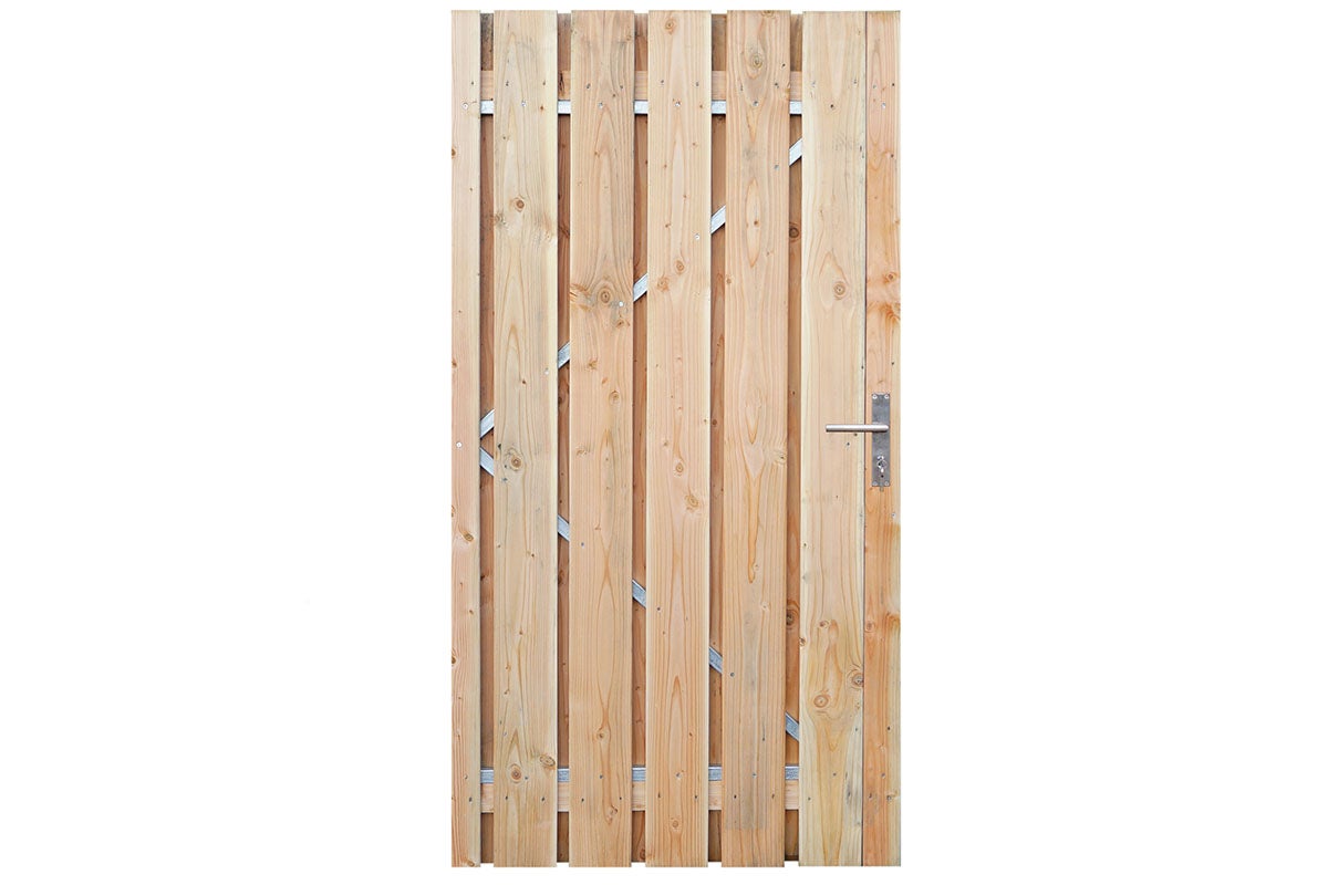 Houten poort met handgreep voor de tuin