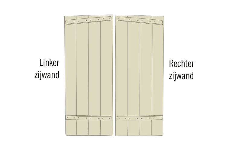 Twee houten hekken met horizontale verstevigingen