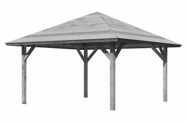 Houten paviljoen met dak