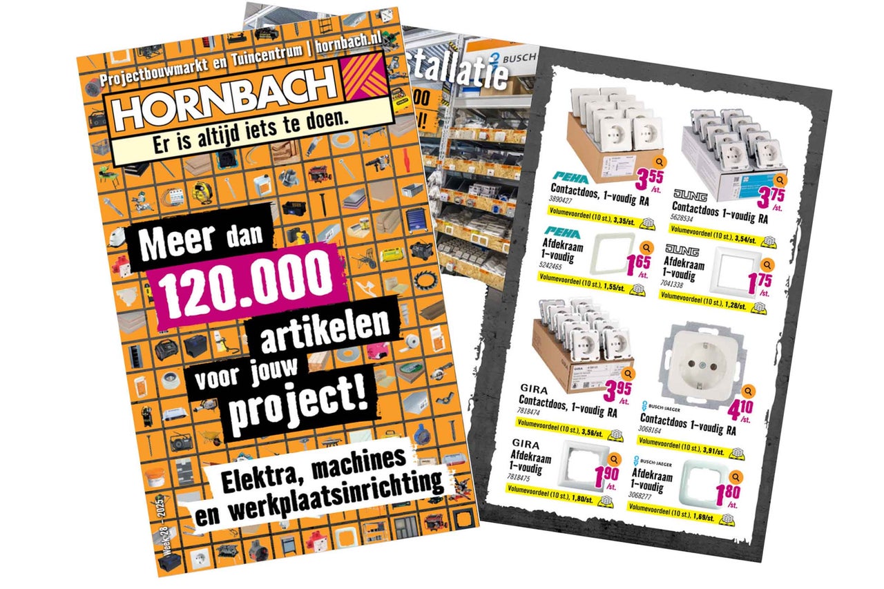 Hornbach folder met aanbiedingen voor elektra, machines en werkplaatsinrichting
