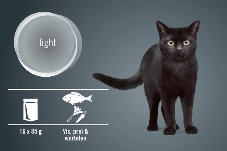 Kattenvoer light met vis, prei en wortelen, 16 keer 85 gram