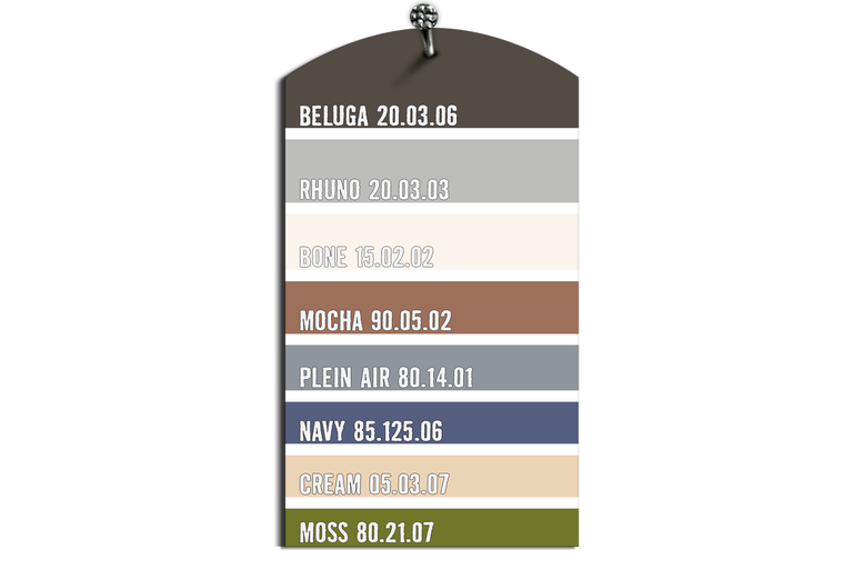 Verfkleurenkaart met kleurnamen en nummers