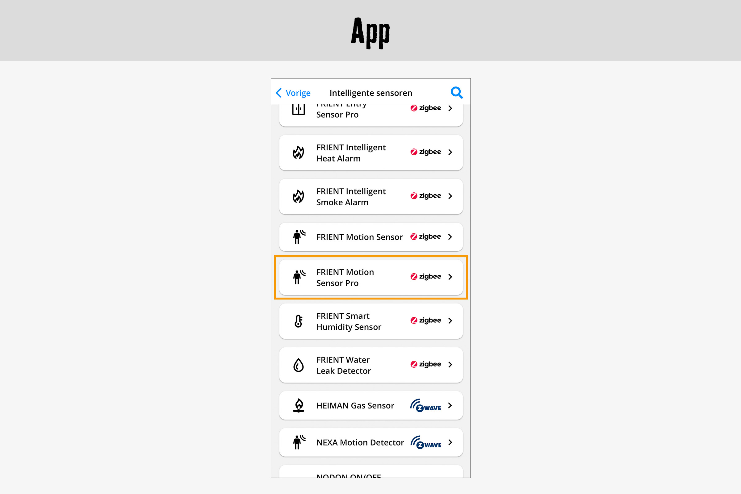 FRIENT bewegingssensor Pro in een app