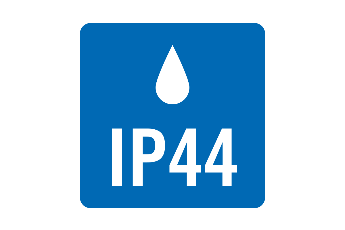 Beschermingsgraad IP44, spatwaterdicht