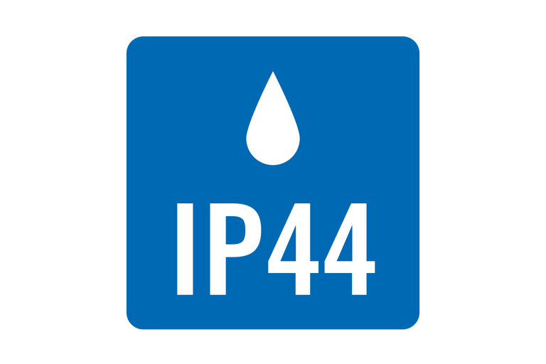 Beschermingsgraad IP44, spatwaterdicht