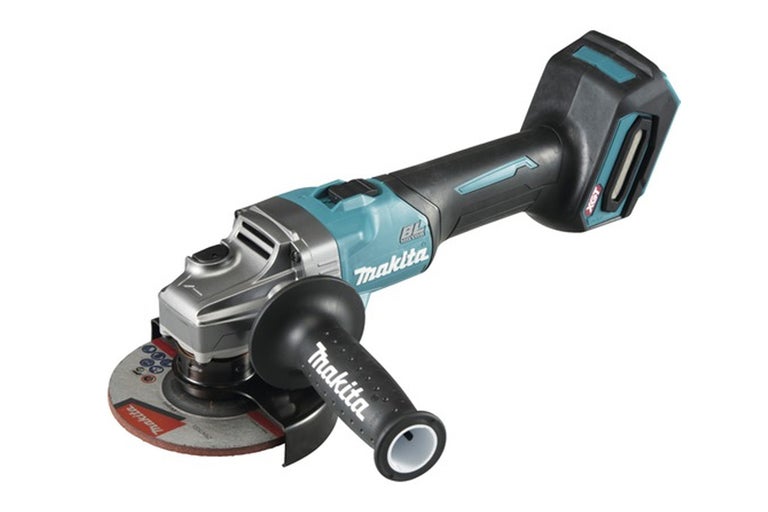 Makita accu haakse slijper met slijpschijf en extra handgreep