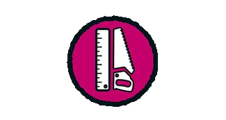 Symbool voor zaag en liniaal