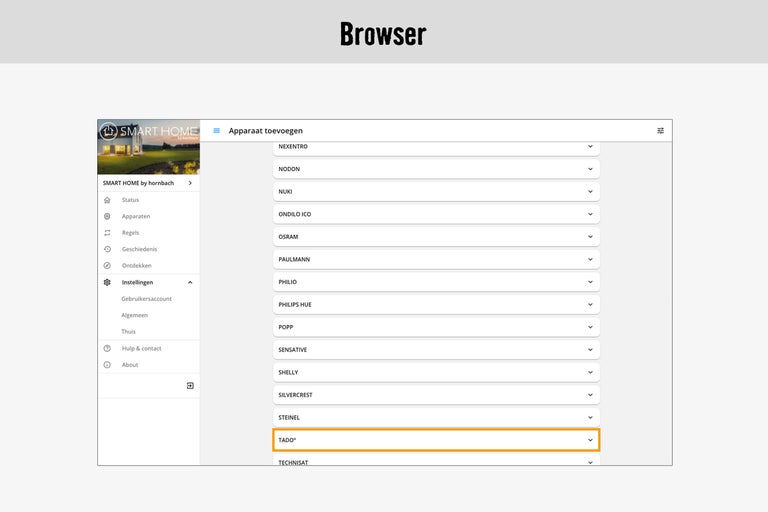 Smart Home app voor apparaatintegratie