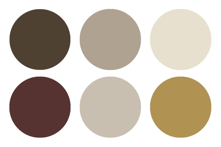 Kleurenstaal met zes verschillende kleurnuances.