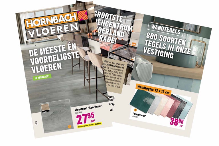 Diverse Hornbach catalogi voor vloerbedekking en wandtegels.