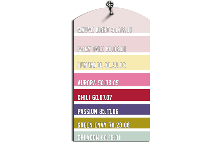 Kleurenkaart met verschillende kleurtinten