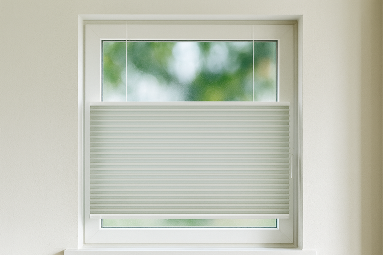 Plissé bij het raam voor lichtregulering en privacy