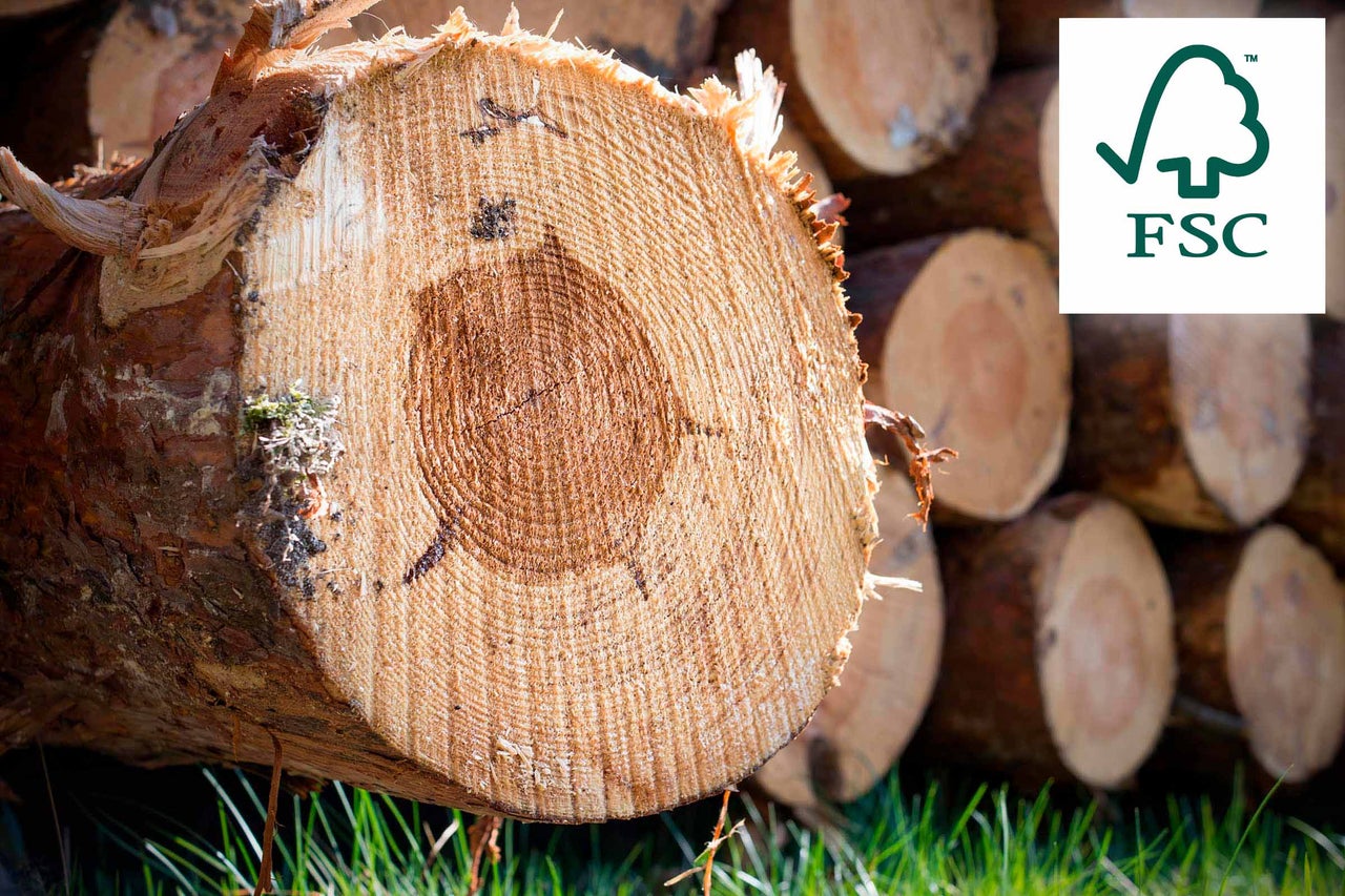 FSC-certificering voor hout uit duurzaam beheerde bossen.