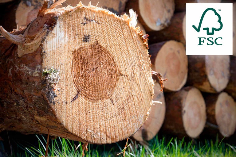 FSC-certificering voor hout uit duurzaam beheerde bossen.