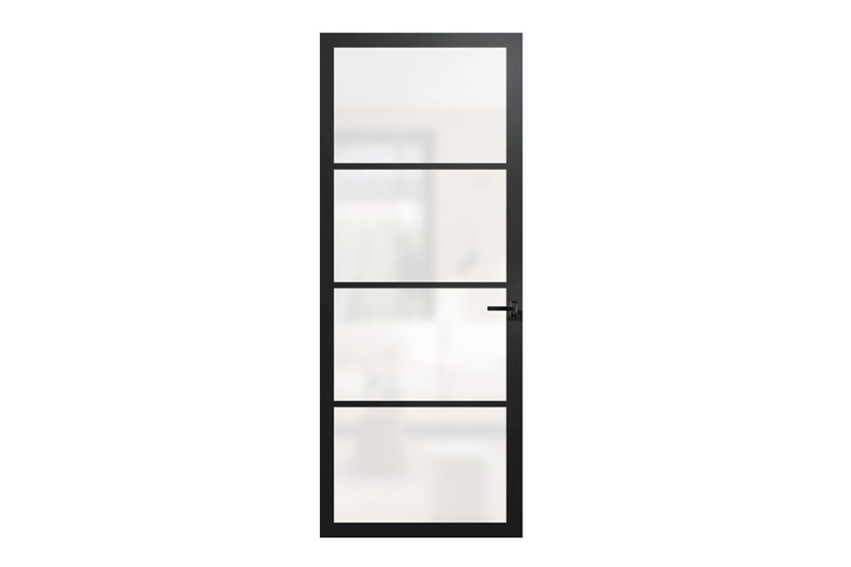 Binnendeur met glazen paneel en zwart frame