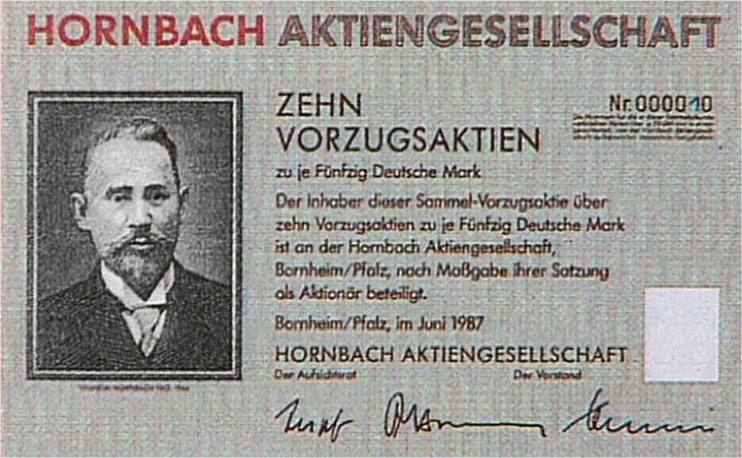 Hornbach Aktiengesellschaft preferentieaandeel met portret
