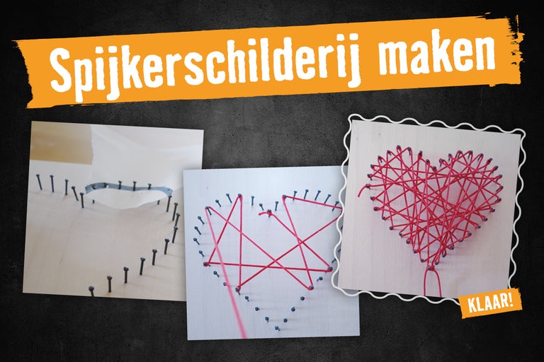 Instructie voor het maken van een spijker schilderij met spijkers en draad