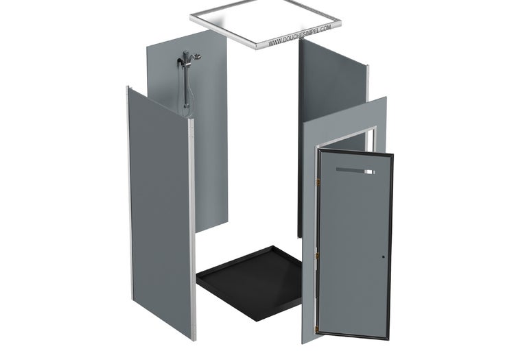 Douche met douchebak, douchekop en douchecabine voor badkamerinrichting