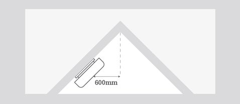 Hoekmontage met een afstand van 600 mm