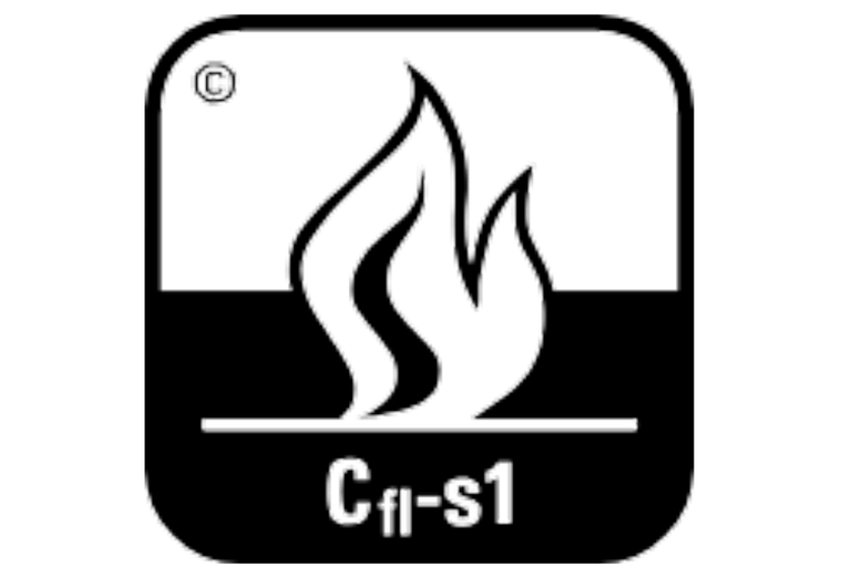 Symbool voor bouwmaterialenklasse C en rookontwikkeling s1