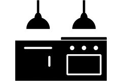 Keukenblok met hanglampen