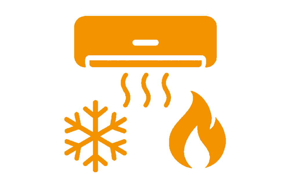 Symbool voor airconditioning met verwarmings- en koelfunctie