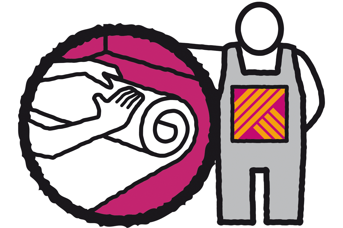 Symbool voor het leggen van vloerbedekking