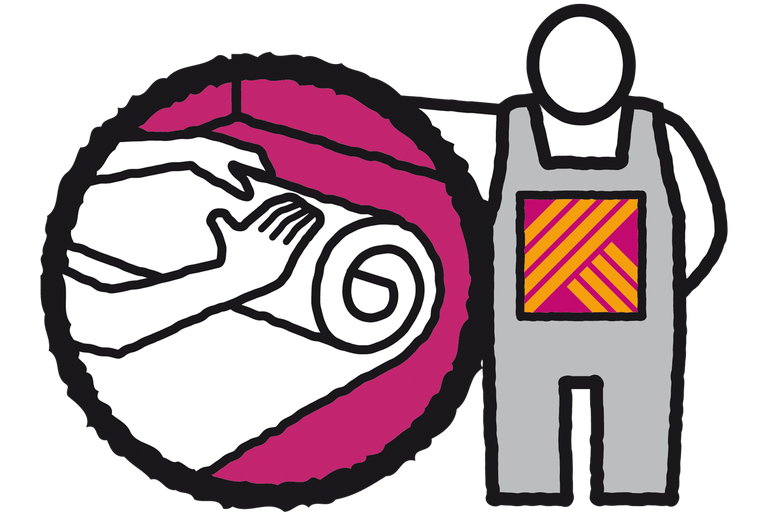 Symbool voor het leggen van vloerbedekking
