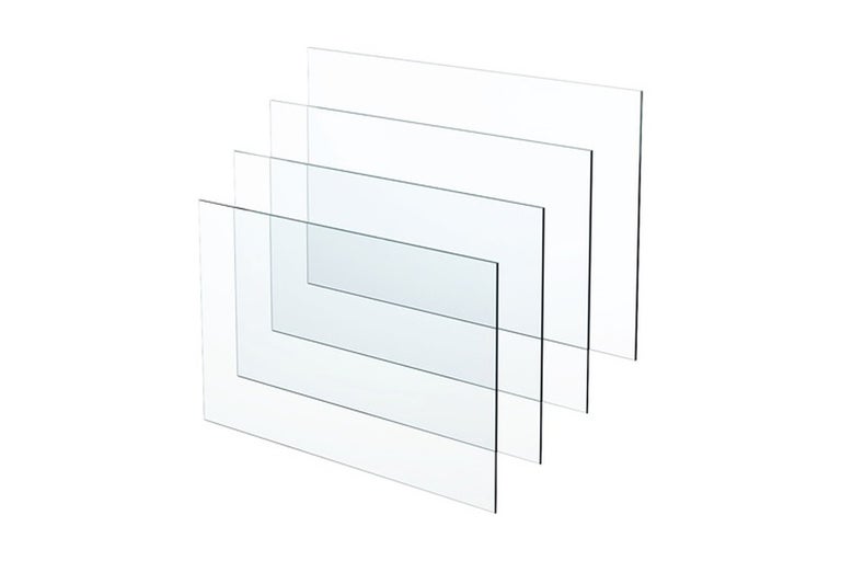 Meerdere glasplaten van verschillende afmetingen