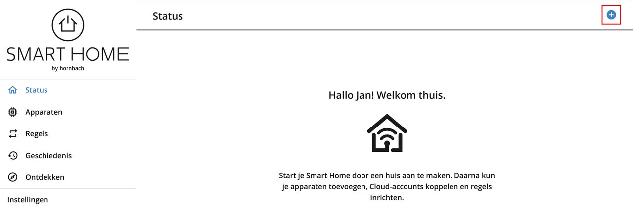 Smart Home Status overzicht van Hornbach