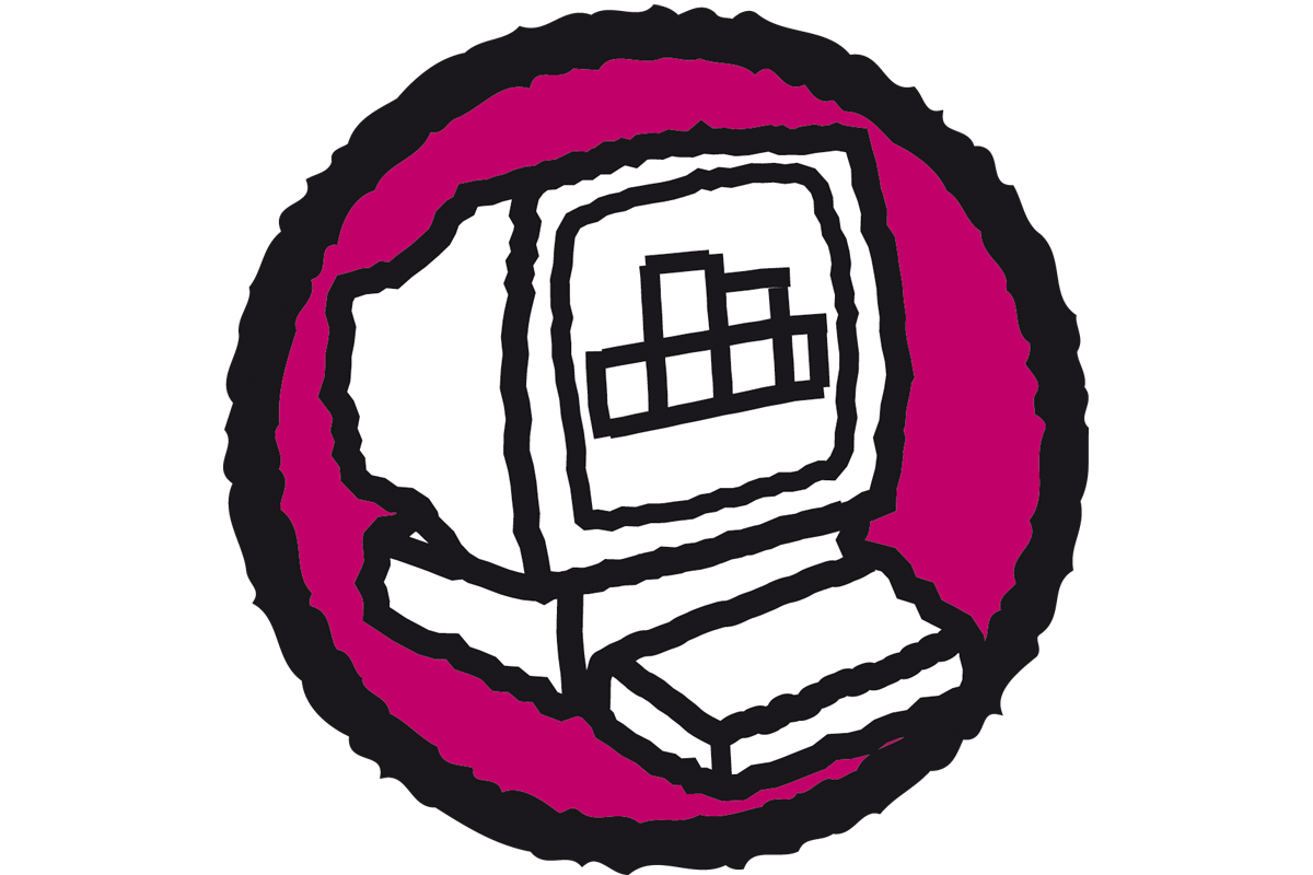 Symbool voor een computer met een diagram op het scherm