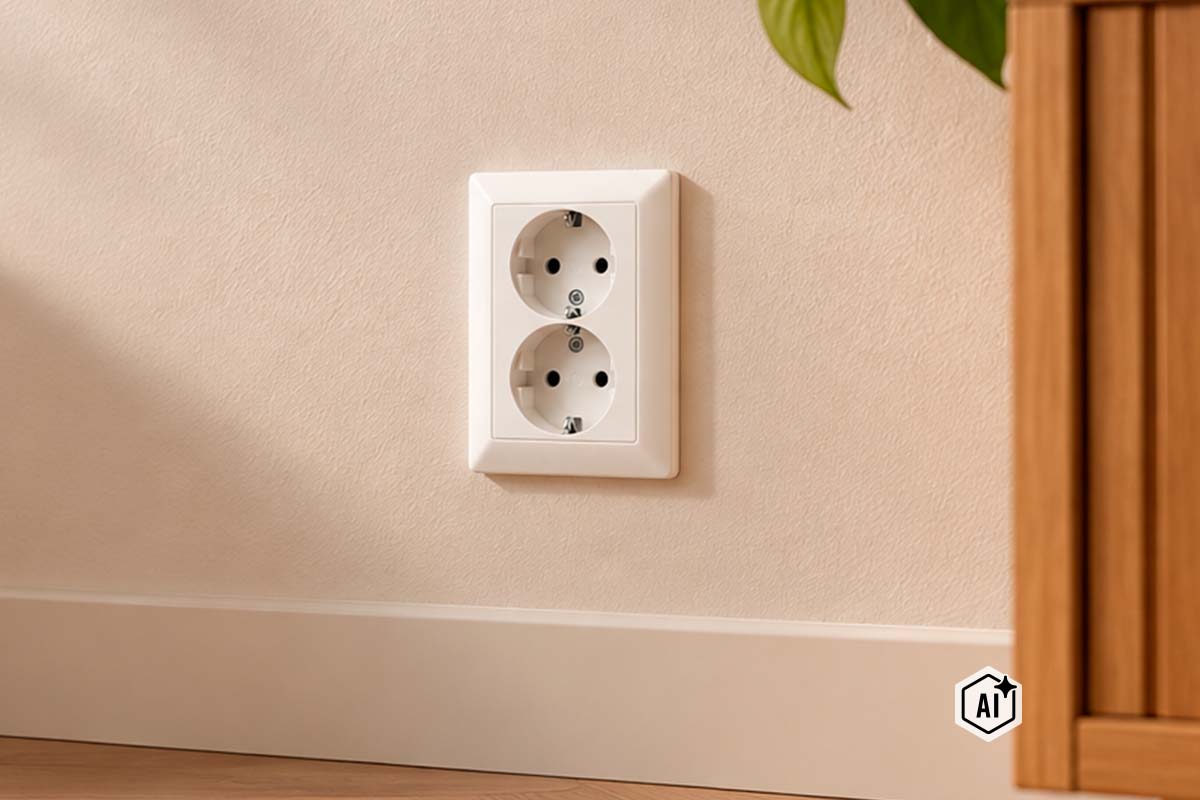 Dubbel stopcontact inbouw geïnstalleerd in een muur