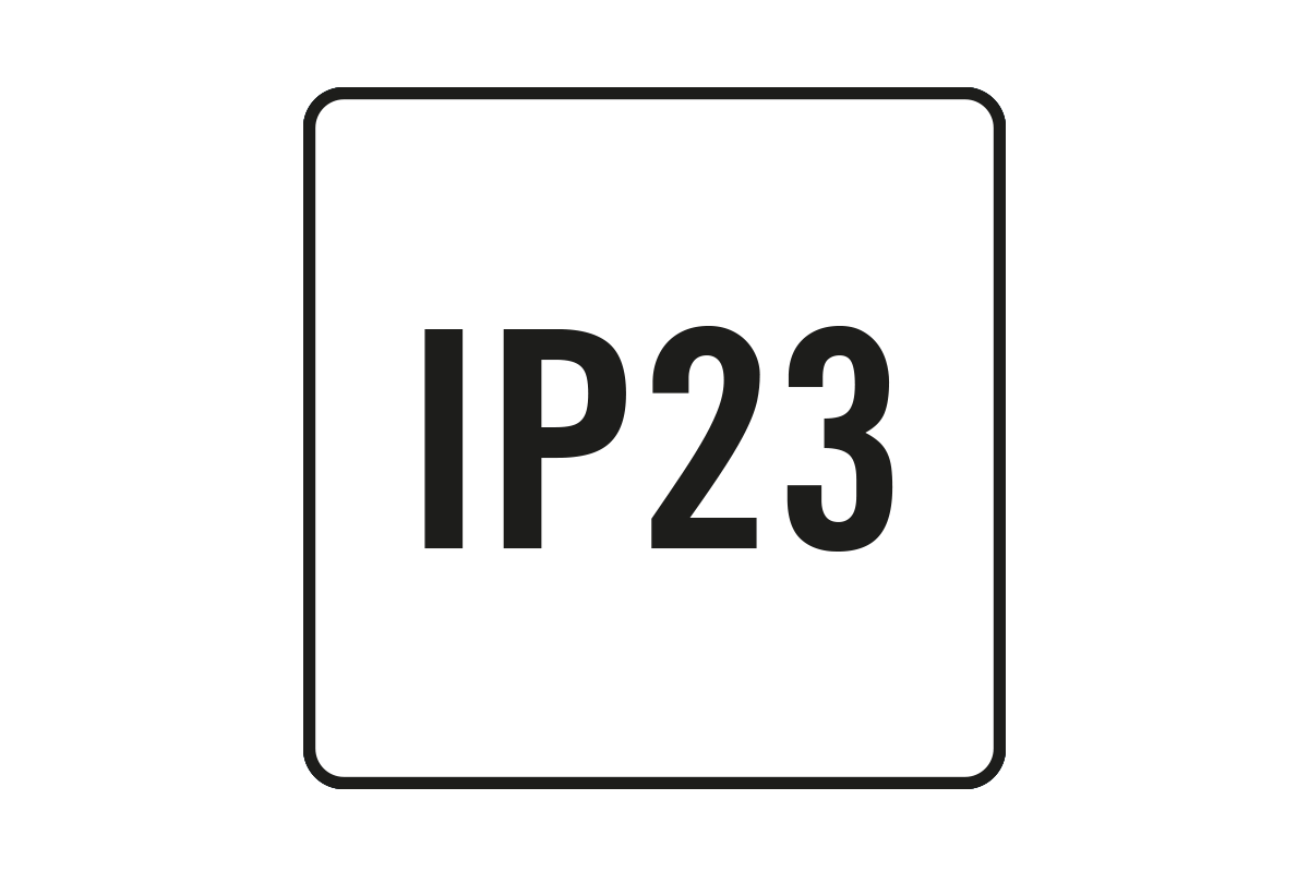 Symbool voor beschermingsgraad IP23