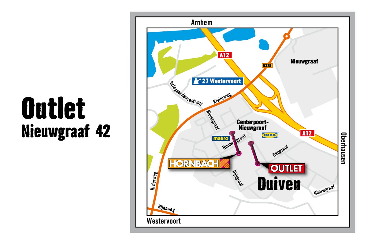 Plattegrond naar Hornbach Outlet Nieuwgraaf