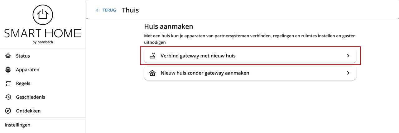 Smart Home app: Gateway verbinden met nieuw huis