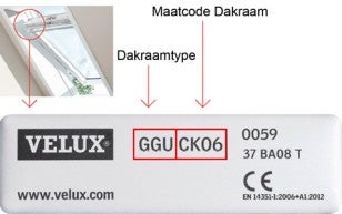 VELUX typeplaatje voor dakraam