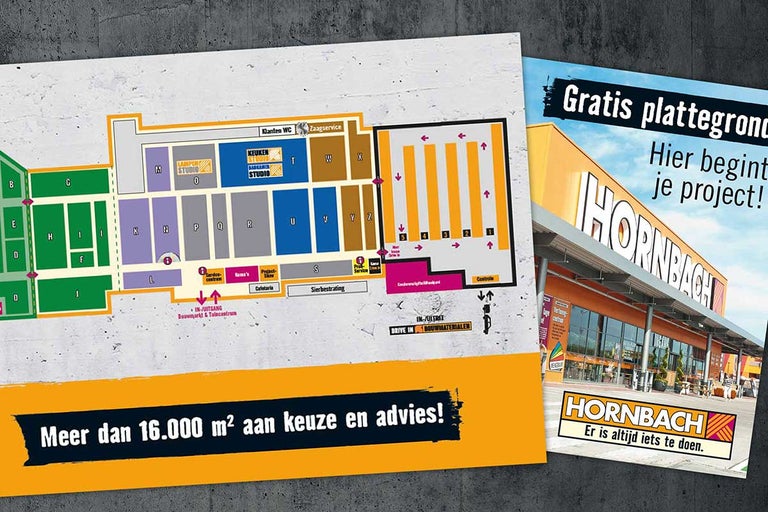 Gratis plattegrond van de Hornbach bouw- en tuinmarkt