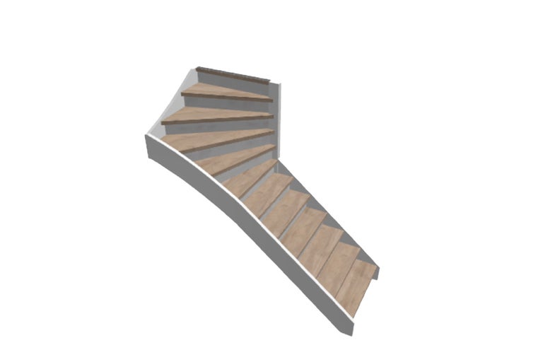 Wenteltrap van hout en staal