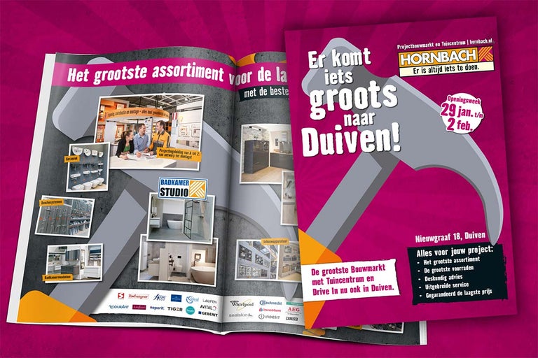 Hornbach reclame met de aankondiging van de opening in Duiven